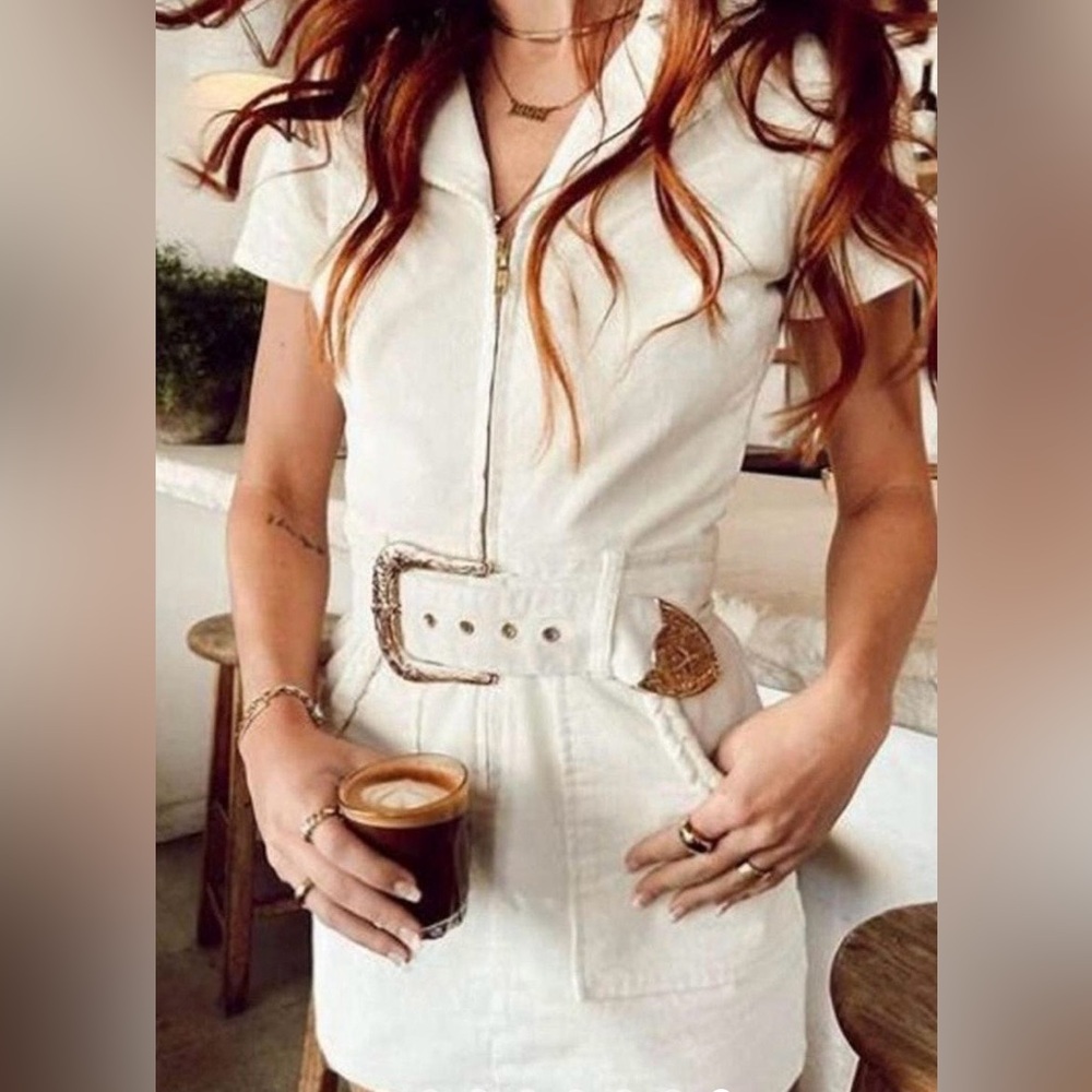 Show Me Your Mumu Cream Outlaw Corduroy Mini Dress with Belt